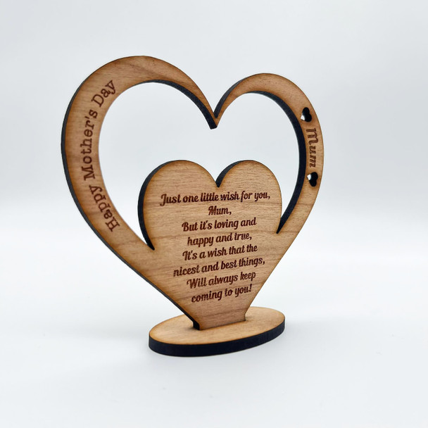 Happy Mother's Day Wish For You Heart Engraved Keepsake Personalised Gift