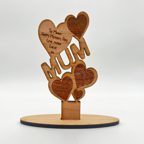 Floating Hearts Mum Mother's Day Engraved Keepsake Personalised Gift