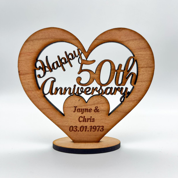 Happy 50th Wedding Anniversary Heart Engraved Keepsake Personalised Gift