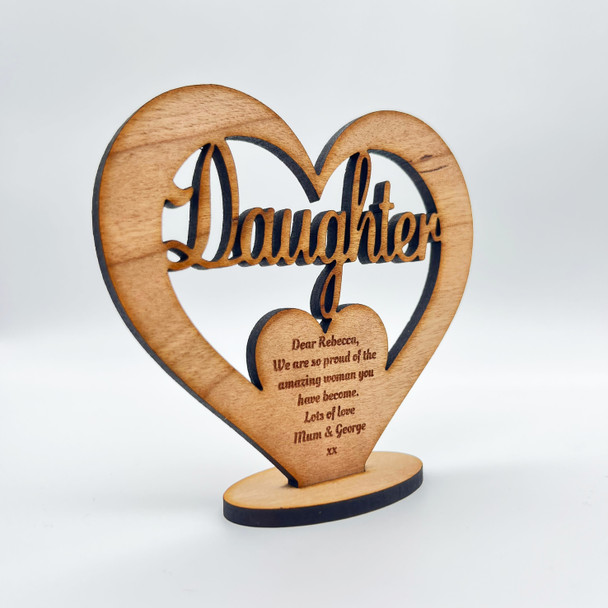 Daughter Birthday Proud Of You Heart Engraved Keepsake Personalised Gift