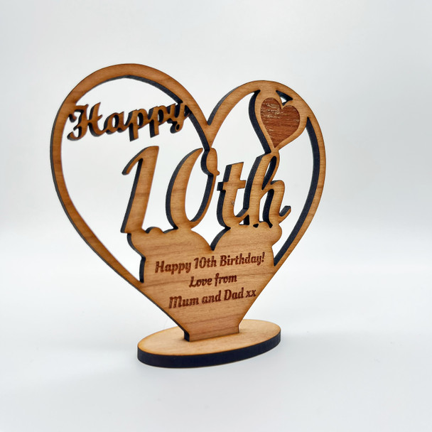 Happy 10th Special Birthday Heart Engraved Keepsake Personalised Gift
