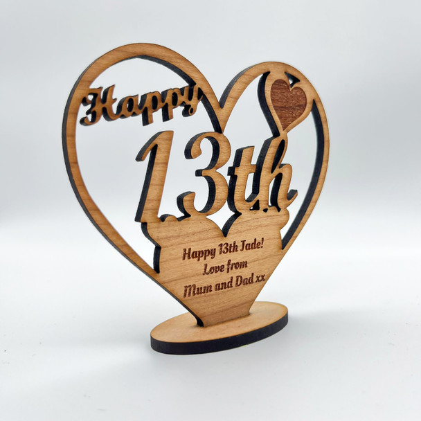 Happy 13th Special Birthday Heart Engraved Keepsake Personalised Gift