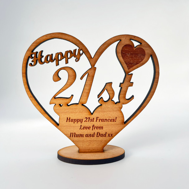 Happy 21st Special Birthday Heart Engraved Keepsake Personalised Gift