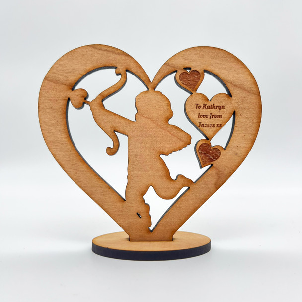 Hearts Cupid Arrow Valentine's Day Heart Engraved Keepsake Personalised Gift