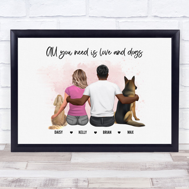 Pink Splatter Dog Romantic Gift For Him or Her Personalised Couple Print