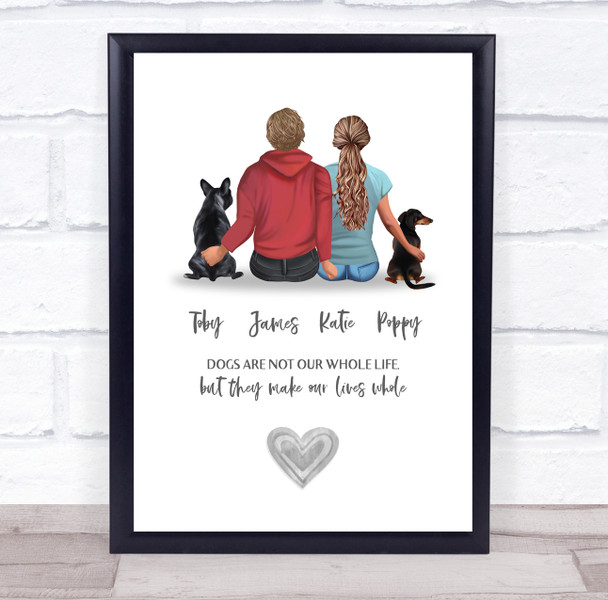 Lives Whole Dogs Romantic Gift For Him or Her Personalised Couple Print