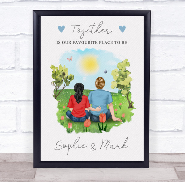 Favourite Place To Be Romantic Gift For Him or Her Personalised Couple Print