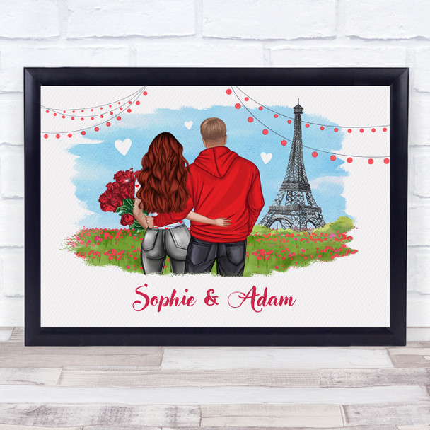 Paris Flowers Romantic Gift For Him or Her Personalised Couple Print