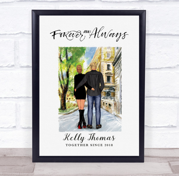 Sunny City Street Romantic Gift For Him or Her Personalised Couple Print