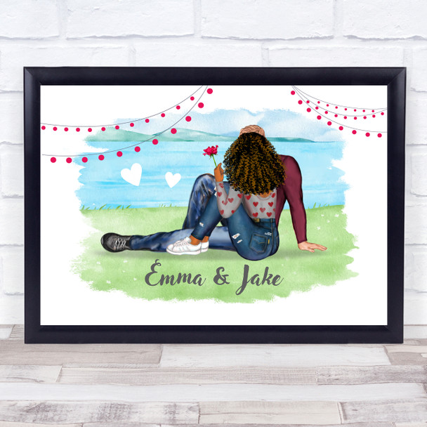 Outdoor Lake Grass Romantic Gift For Him or Her Personalised Couple Print