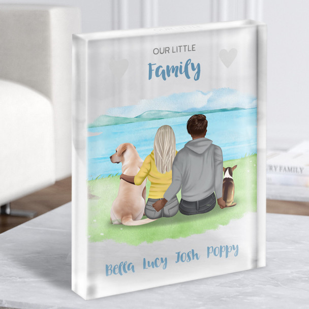 Little Family Dog Gift For Him or Her Personalised Couple Clear Acrylic Block