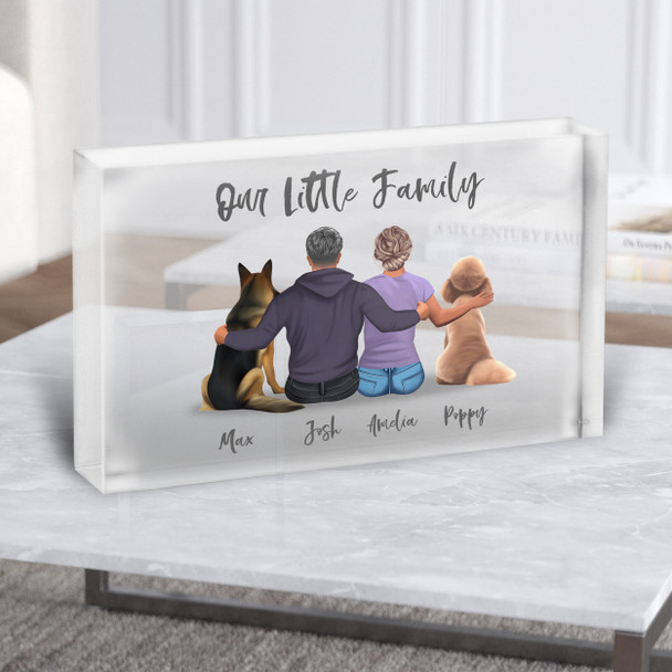 Our Little Family Dog Gift For Him Her Personalised Couple Clear Acrylic Block