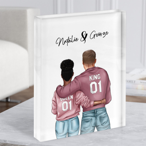 Cuddling Couple Romantic Gift For Him or Her Personalised Couple Acrylic Block