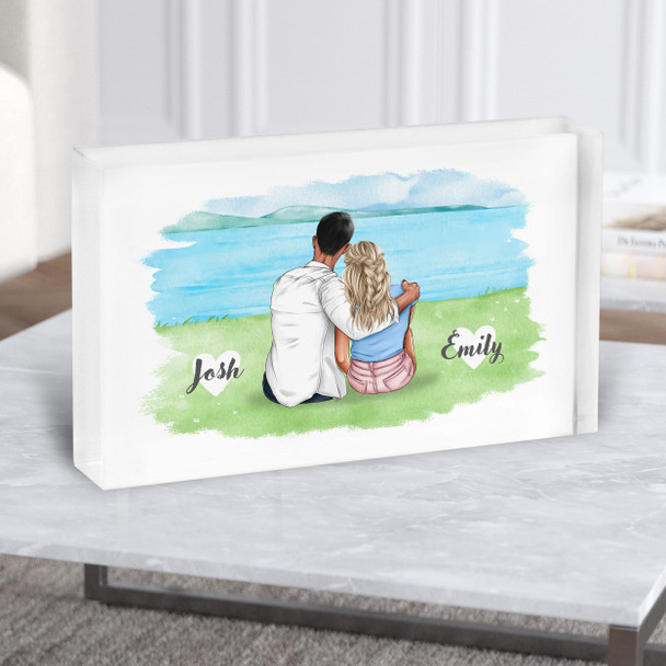 Outdoor Nature Lake Gift For Him or Her Personalised Couple Acrylic Block