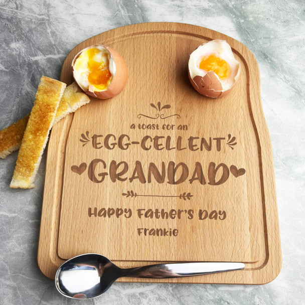 Funny Egg-Cellent Grandad Father's Day Personalised Eggs and Toast Breakfast Board