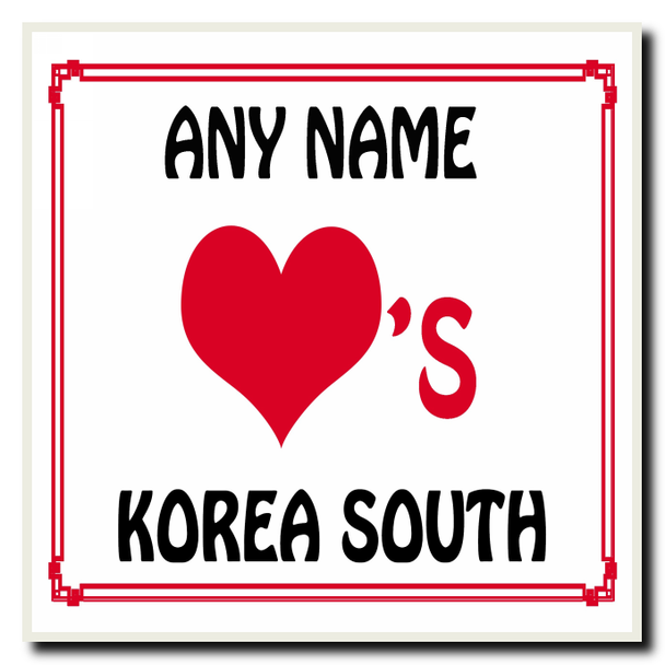 Love Heart Korea South Personalised Coaster