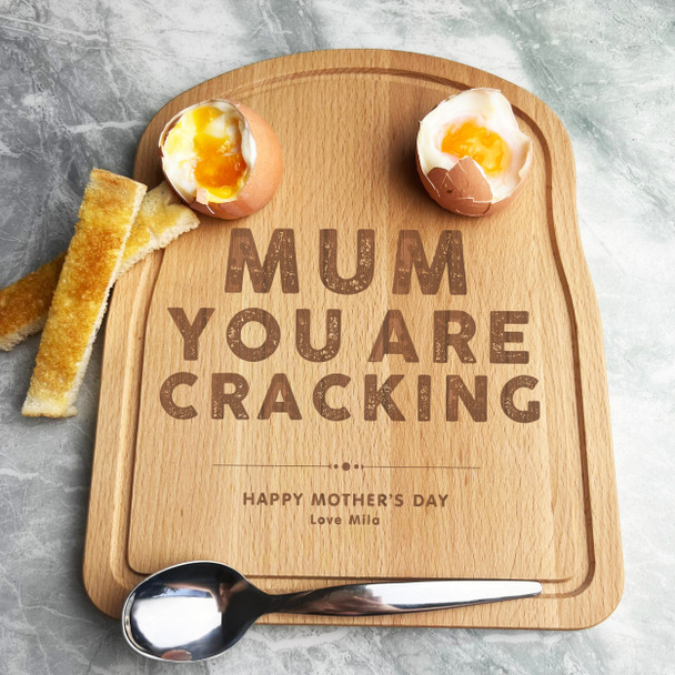 Mum You Are Cracking Mother's Day Personalised Eggs & Toast Breakfast Board