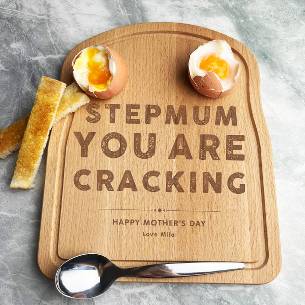 Stepmum You Are Cracking Mother's Day Personalised Eggs & Toast Breakfast Board