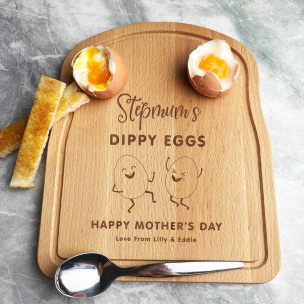 Stepmum's Dippy Eggs Mother's Day Personalised Eggs & Toast Breakfast Board