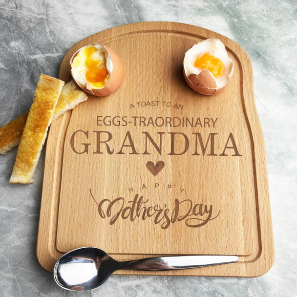 Grandma Mother's Day Personalised Gift Eggs & Toast Soldiers Breakfast Board