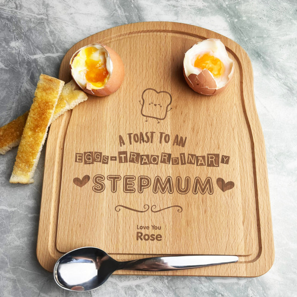 Stepmum Personalised Gift Boiled Eggs & Toast Soldiers Breakfast Board