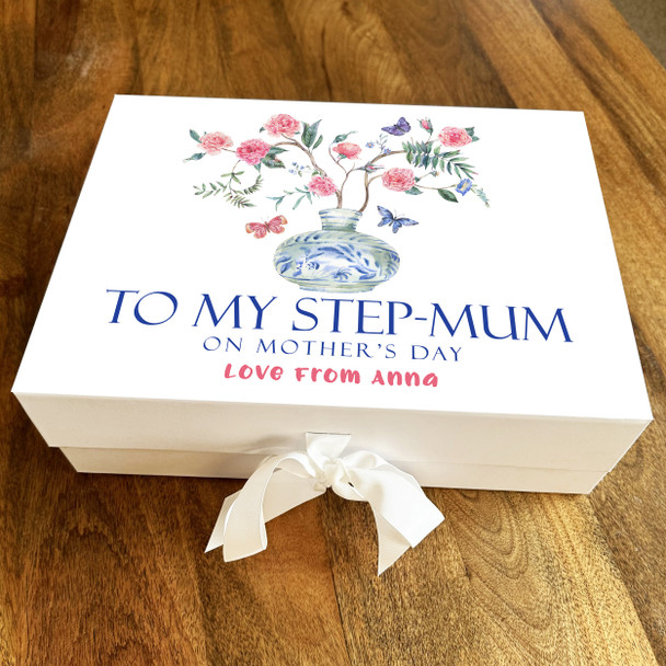 Step Mum Mother's Day Oriental Vase Bouquet Keepsake Memory Hamper Gift Box