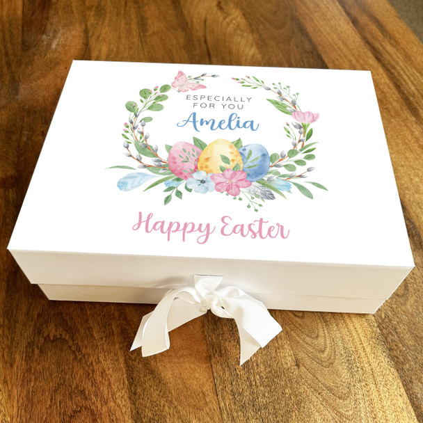 Happy Easter Floral Wreath Eggs Female Girl Chocolate Treats Sweets Gift Box