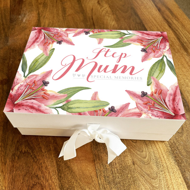 Lily Border Step Mum Special Memories Memorial Memory Rememberence Keepsake Box