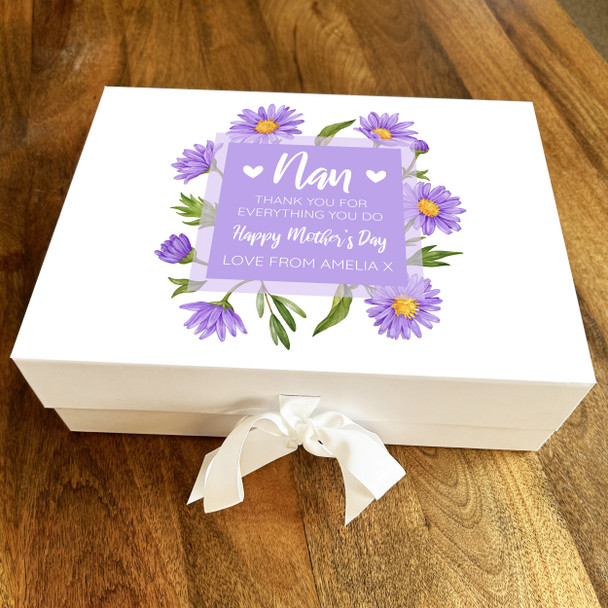 Nan Thank You Purple Flower Mother's Day Keepsake Memory Hamper Gift Box