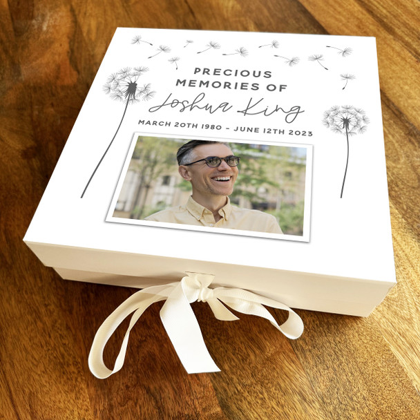 Precious Memory Box Memorial Loss Dandelion Photo Square Memory Keepsake Box