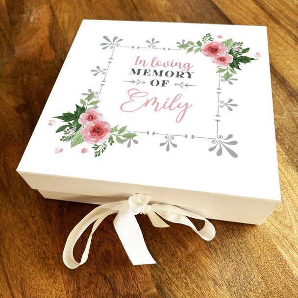 In Loving Memory Of Memorial Flower Square Memory Remembrance Keepsake Box