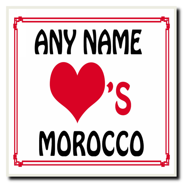 Love Heart Morocco Personalised Coaster