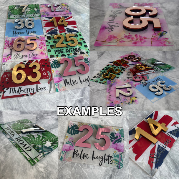 Bees and Meadow Flowers 3D Acrylic House Address Sign Door Number Plaque
