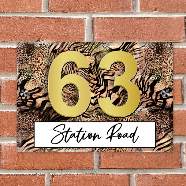 Cheetah Leopard Zebra Animal Print Acrylic House Address Sign Door Number Plaque