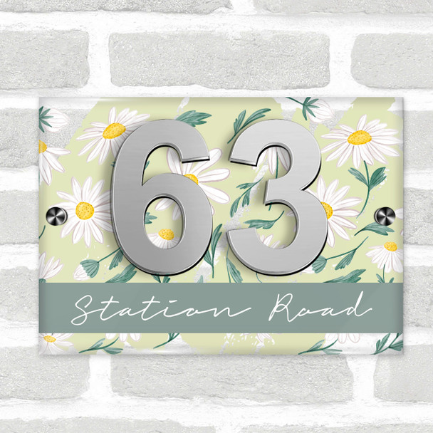 Daisy Flower Floral 3D Acrylic House Address Sign Door Number Plaque