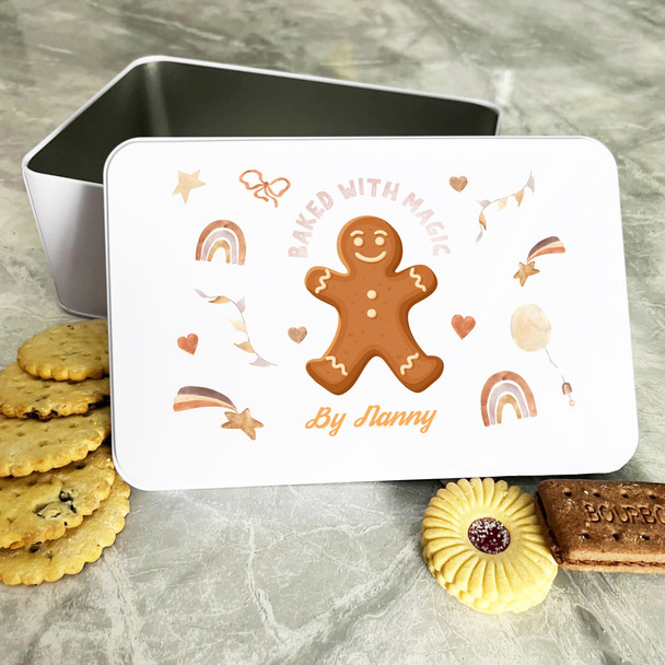 Personalised Baked With Magic By Nanny Gingerbread Cake Treat Sweets Biscuit Tin