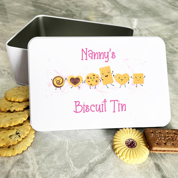 Personalised Happy Cookies Characters Nanny's Cake Treat Sweets Biscuit Tin