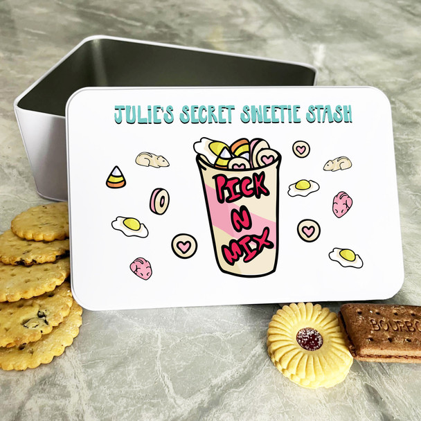 Personalised Sweets Secret Stash Pick n Mix Biscuit Sweets Cake Treat Tin