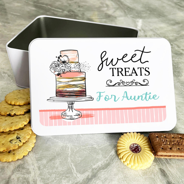 Personalised Vintage Biscuit Baking Sweets Cake Sweet Treats Auntie Treat Tin