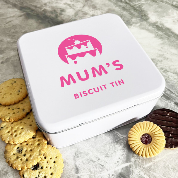 Personalised Square Biscuit Baking Sweets Cake With Cherry Mums Biscuit Tin