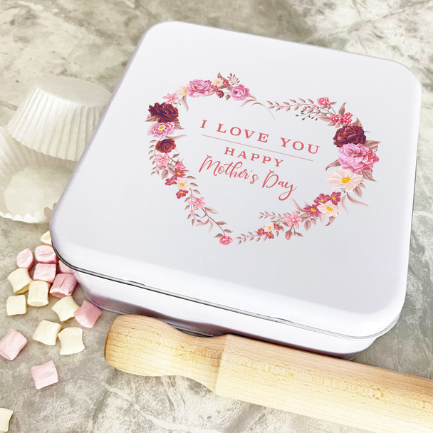 Personalised Square I Love You Mothers Day Biscuit Baking Treats Sweets Cake Tin