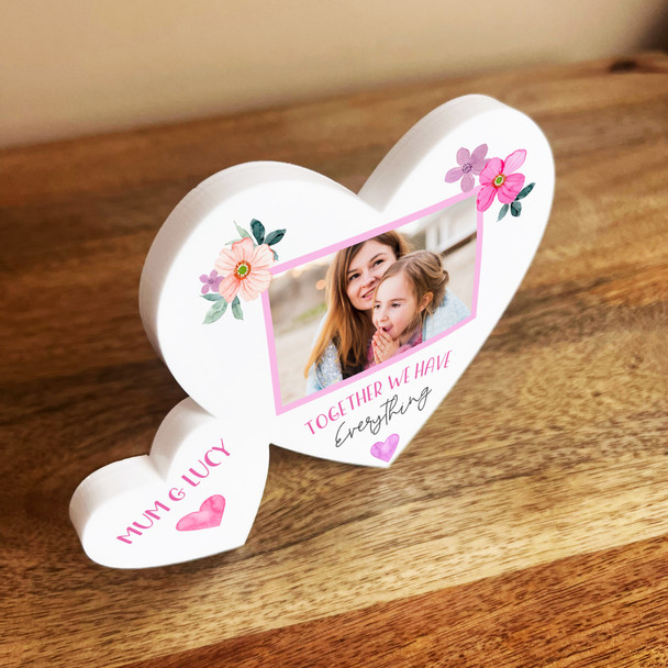 Mum Together Photo Family Hearts 1 Small Personalised Gift Acrylic Ornament
