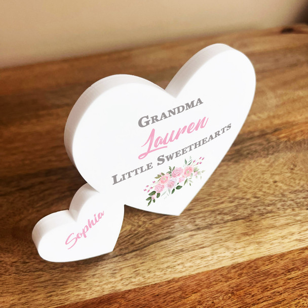 Grandma Pink Roses Family Hearts 1 Small Personalised Gift Acrylic Ornament