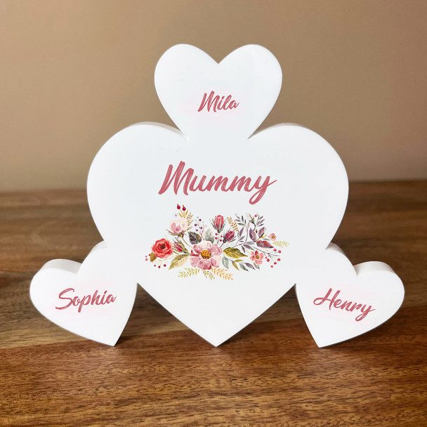 Watercolor Floral Mum Mummy Family Hearts 3 Small Personalised Acrylic Gift