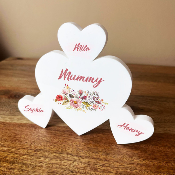 Watercolor Floral Mum Mummy Family Hearts 3 Small Personalised Acrylic Gift