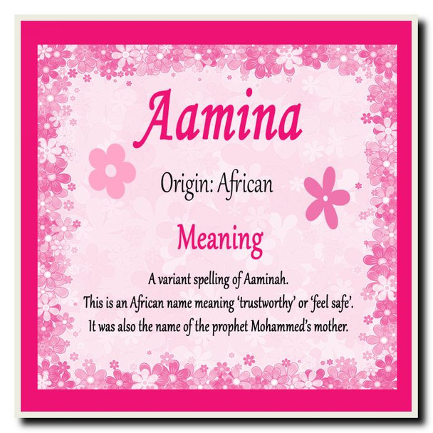 Aamina Personalised Name Meaning Coaster