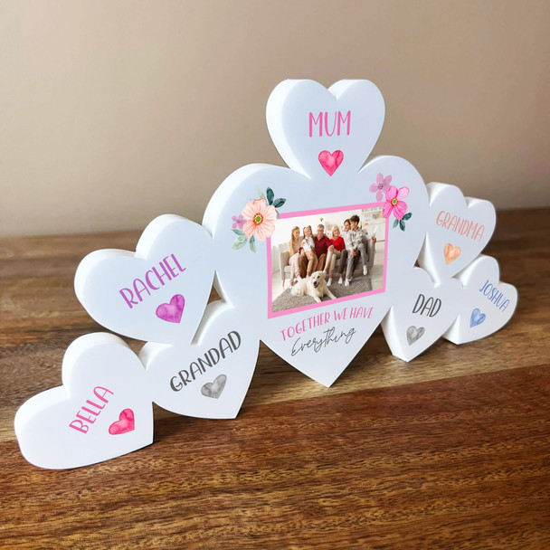 Mum Together Photo Family Hearts 7 Small Personalised Gift Acrylic Ornament