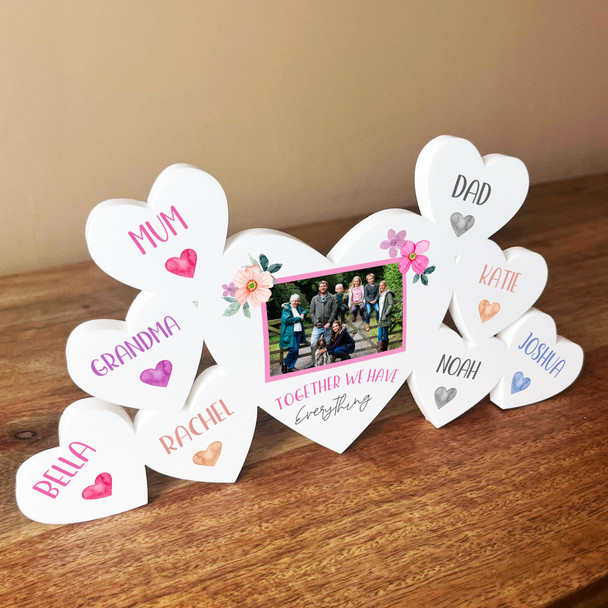Mum Together Photo Family Hearts 8 Small Personalised Gift Acrylic Ornament