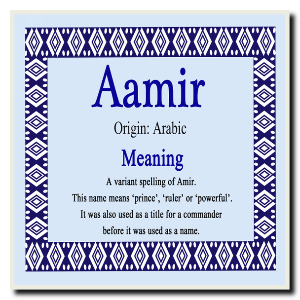 Aamir Personalised Name Meaning Coaster