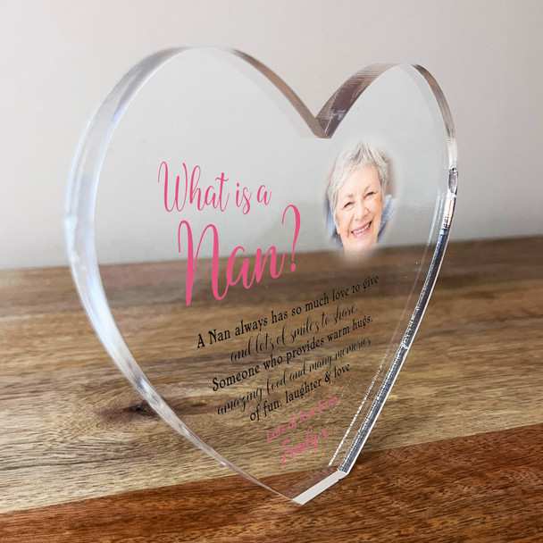What Is A Nan Poem Photo Clear Heart Shaped Personalised Gift Acrylic Ornament